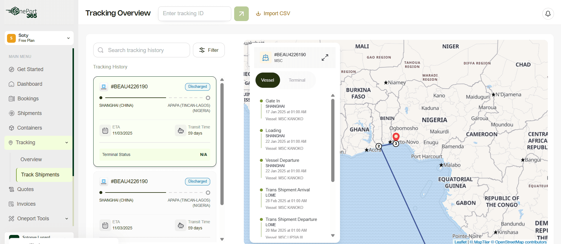 Live tracking map preview